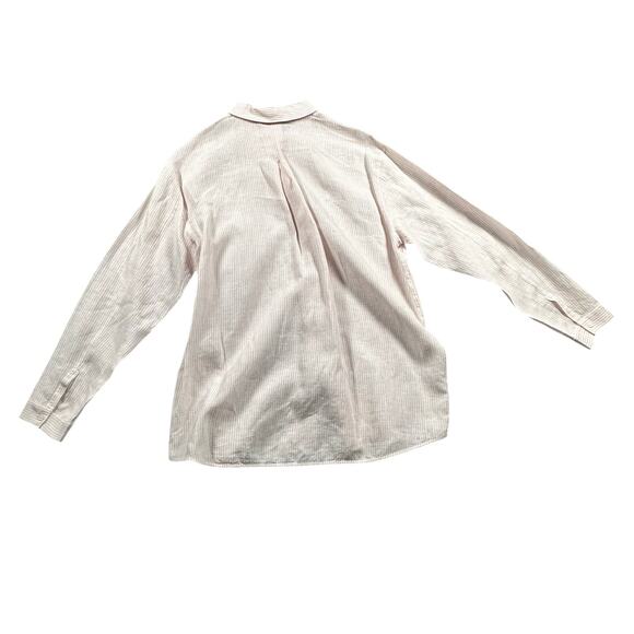 Lafayette 148 NY Alyssa Linen Pinstripe Blouse Baby Pink Large NWT - Picture 9 of 10